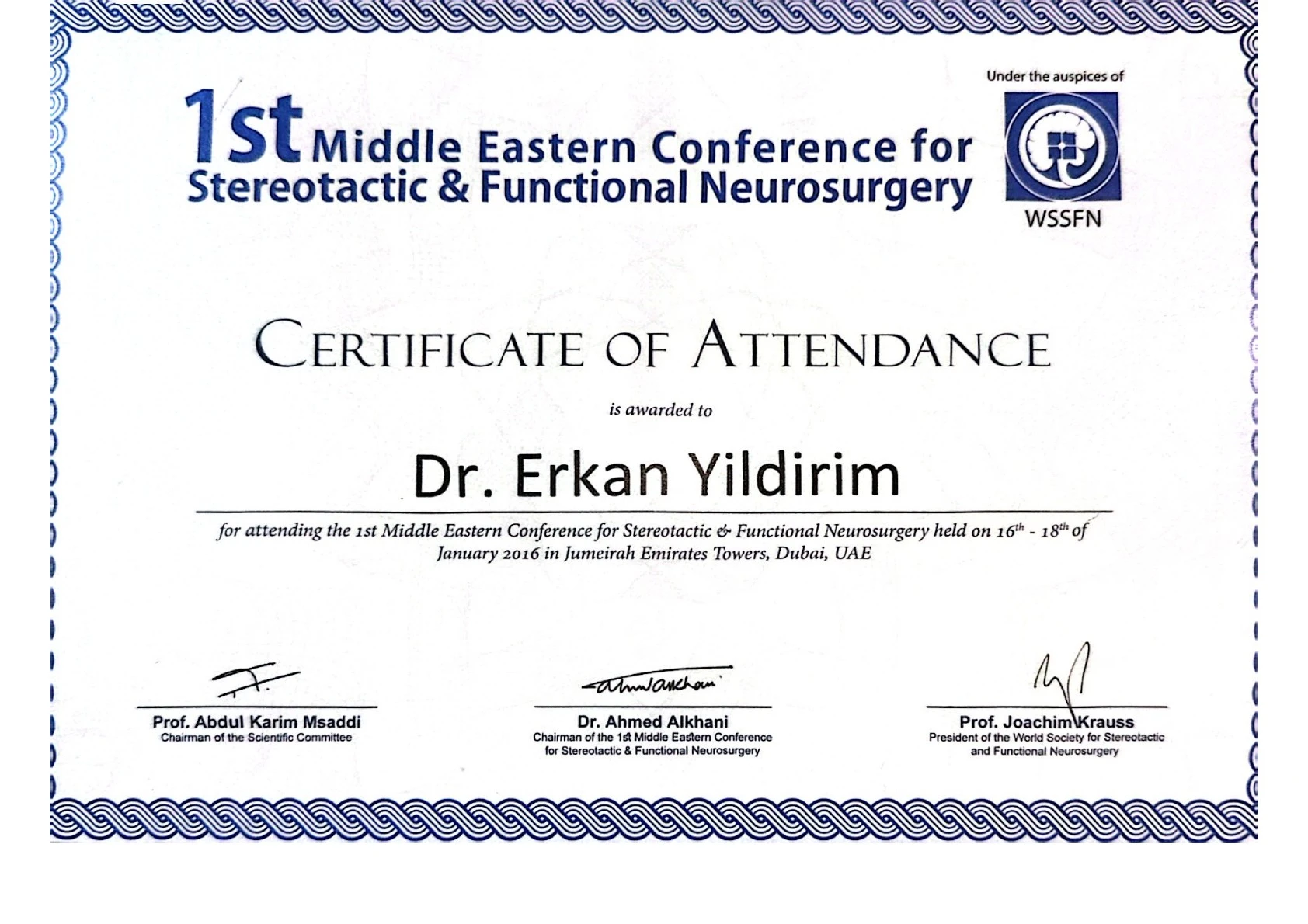 1st Middle Eastern Conference for Stereotactic & Functional Neurosurgery